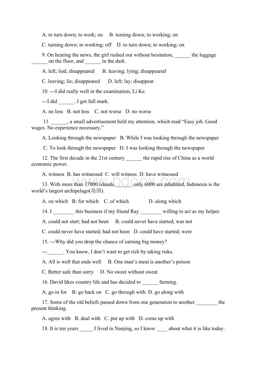 浙江省浙大附中届高三上学期期中考试英语Word文档下载推荐.docx_第2页