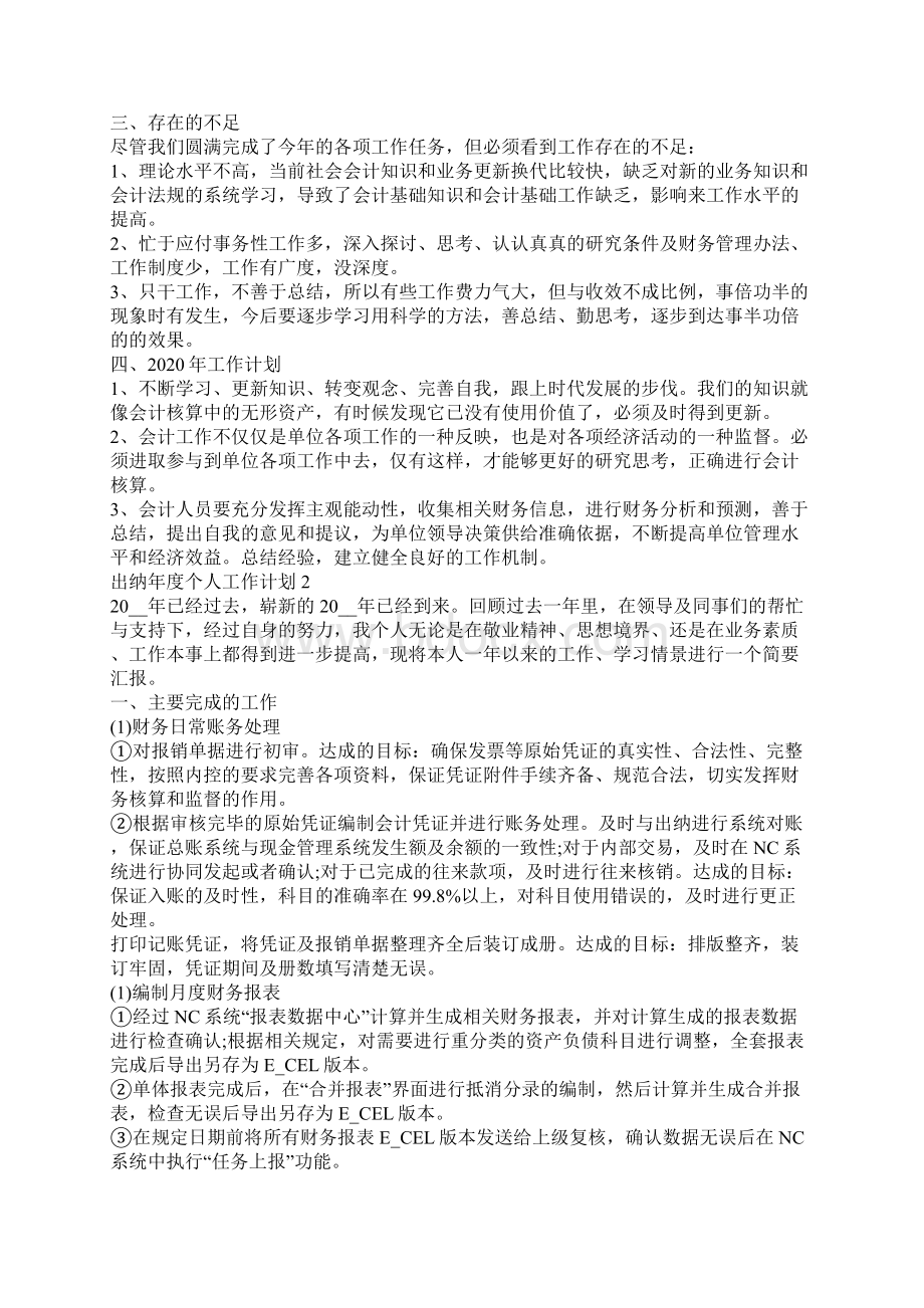 出纳年度个人工作计划5篇Word格式文档下载.docx_第2页