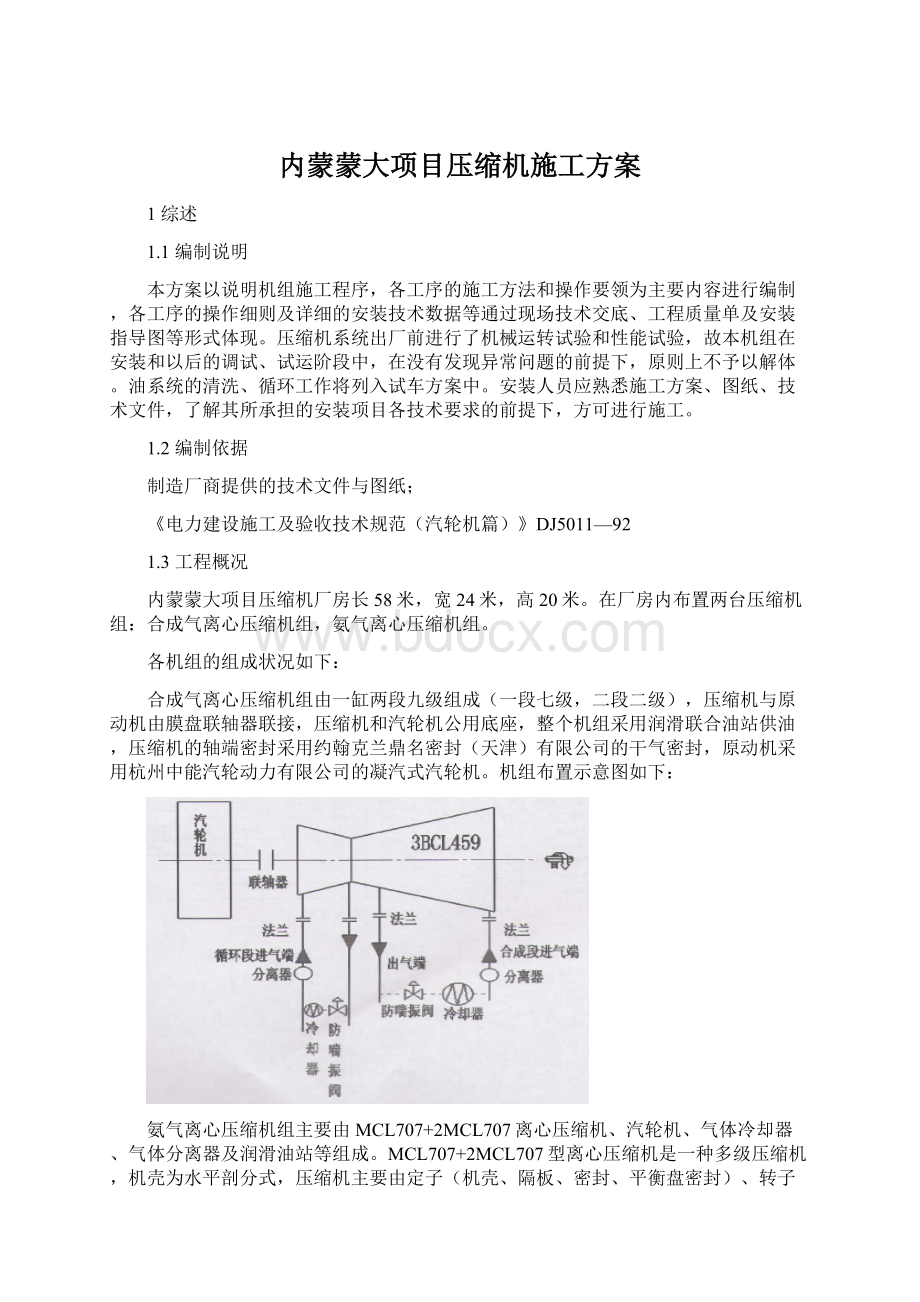 内蒙蒙大项目压缩机施工方案.docx_第1页