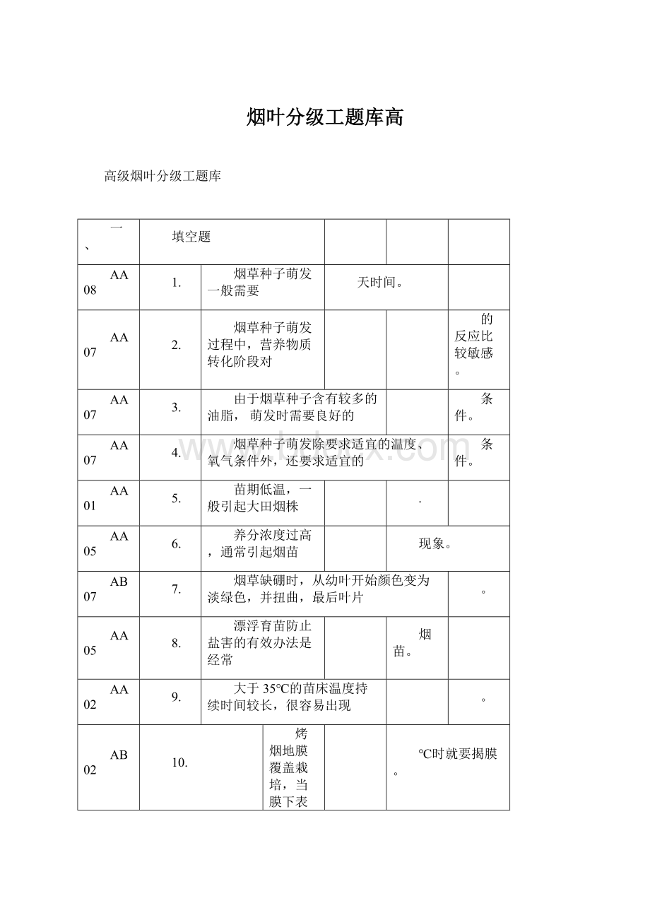 烟叶分级工题库高.docx