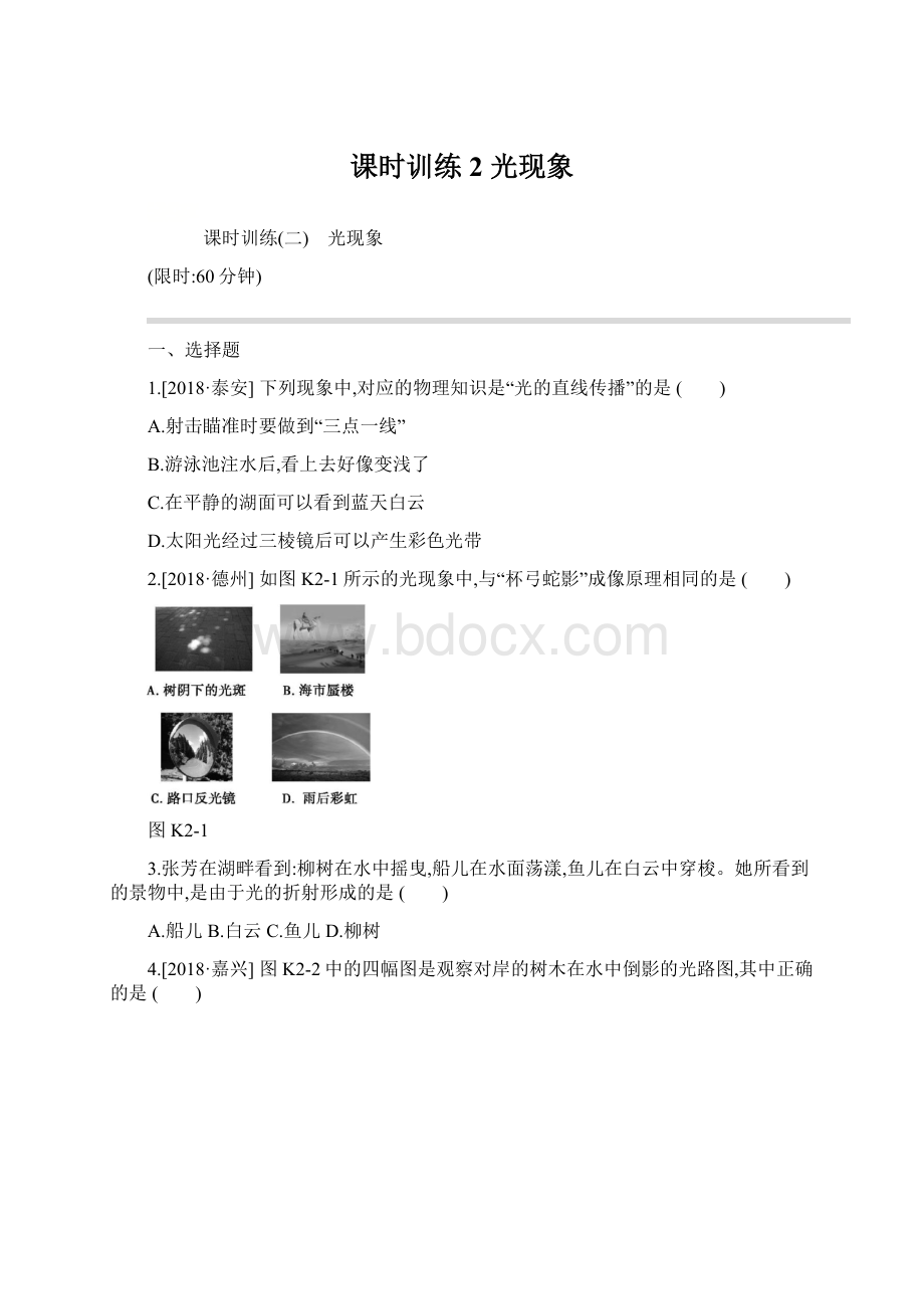 课时训练2 光现象文档格式.docx