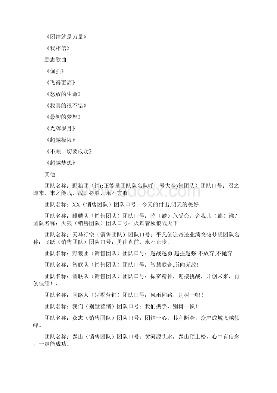 正能量团队队名队呼口号大全Word文档格式.docx_第2页