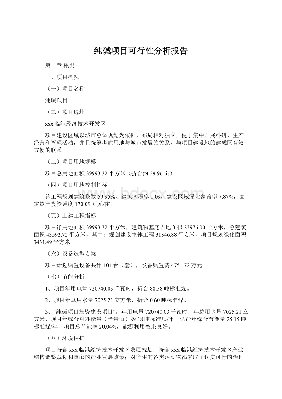 纯碱项目可行性分析报告Word文档下载推荐.docx_第1页