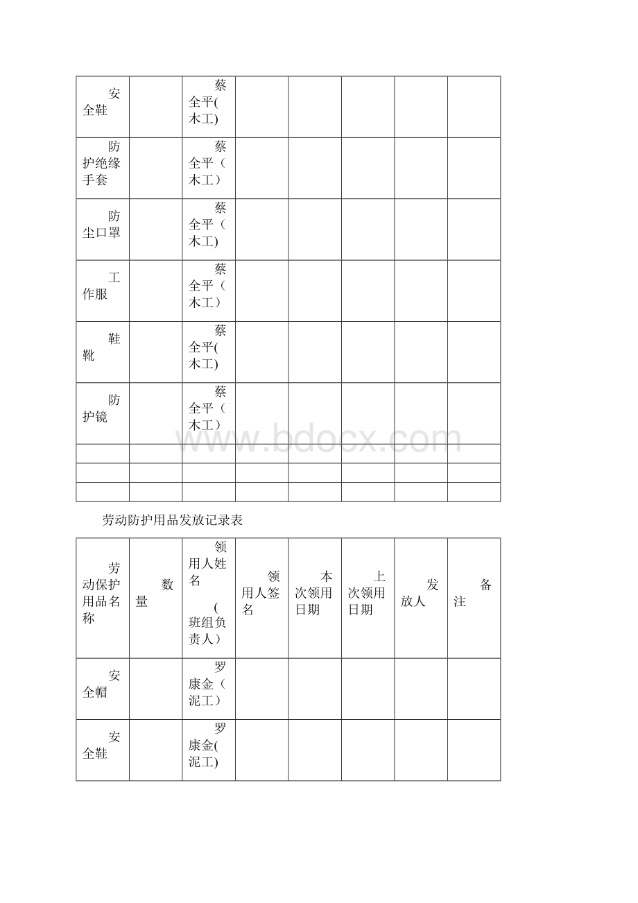 完整版劳动防护用品发放记录表.docx_第2页