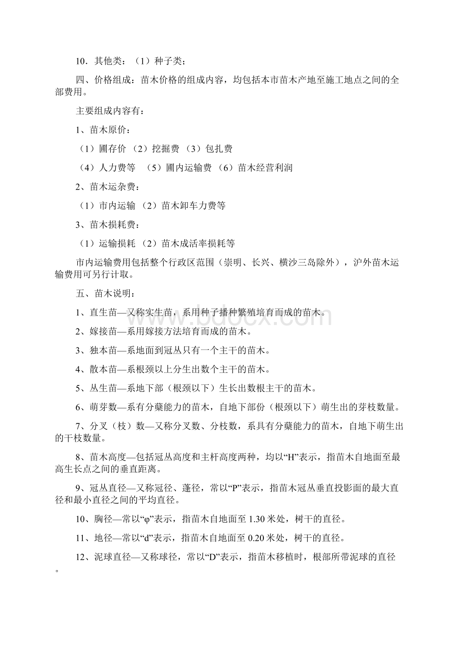 上海市园林工程概预算定额苗木材料调整价格.docx_第2页