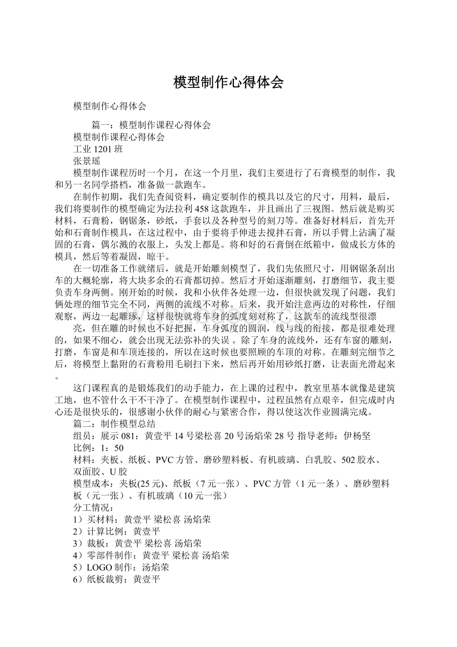 模型制作心得体会文档格式.docx