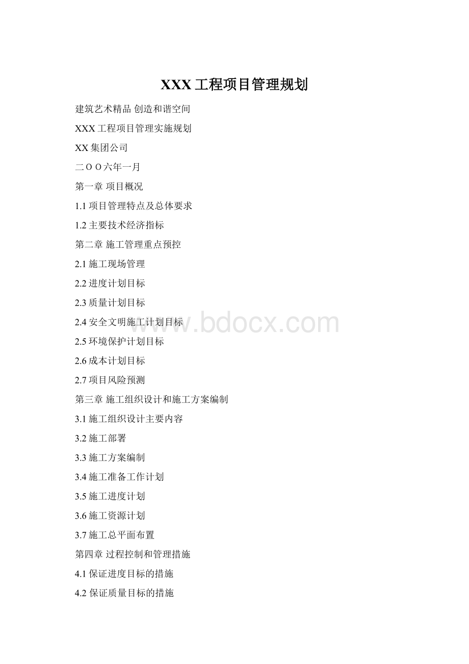 XXX工程项目管理规划.docx