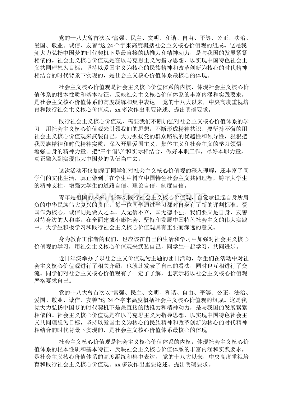 大学生践行社会主义核心价值观团日活动总结docWord格式文档下载.docx_第2页