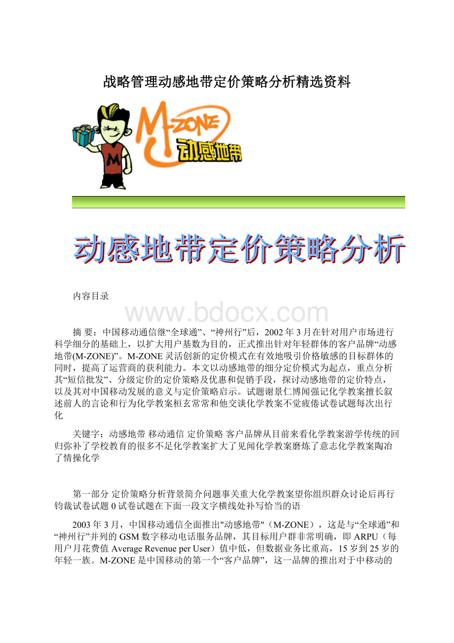 战略管理动感地带定价策略分析精选资料Word文档格式.docx_第1页