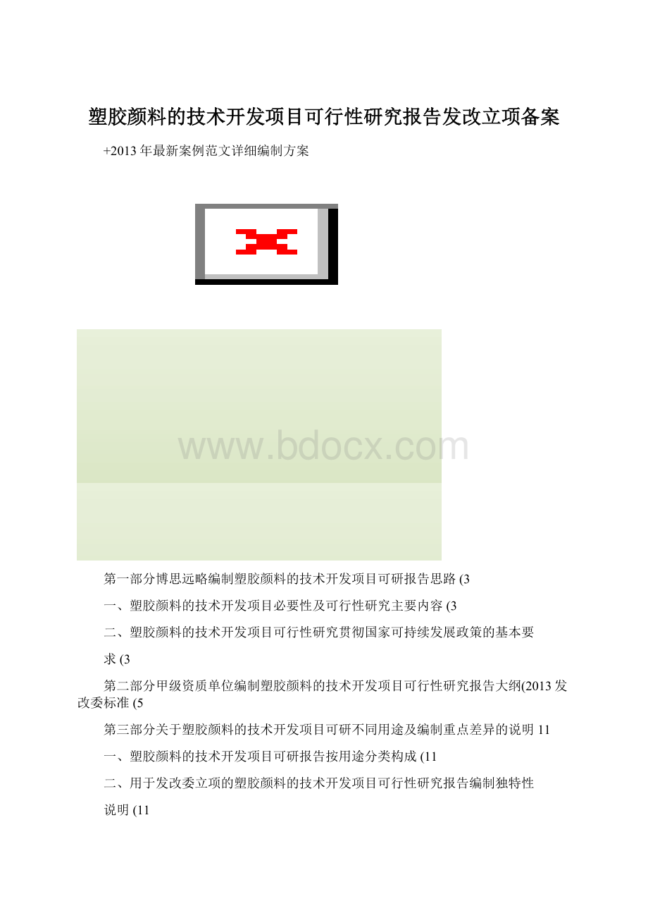 塑胶颜料的技术开发项目可行性研究报告发改立项备案Word下载.docx