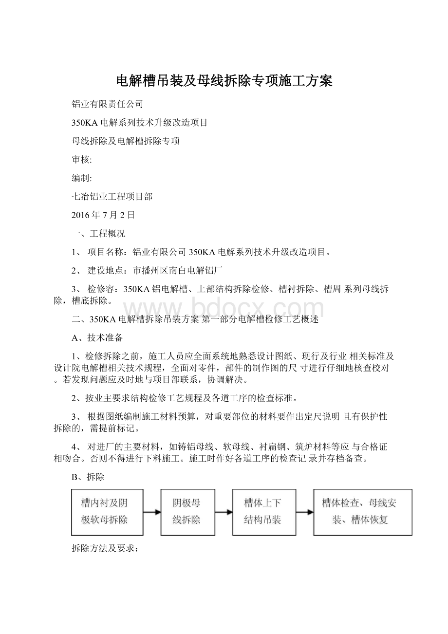 电解槽吊装及母线拆除专项施工方案.docx