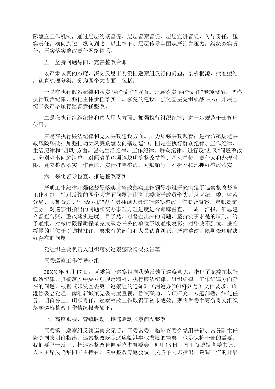 关于党组织主要负责人组织落实巡察整改情况报告.docx_第2页