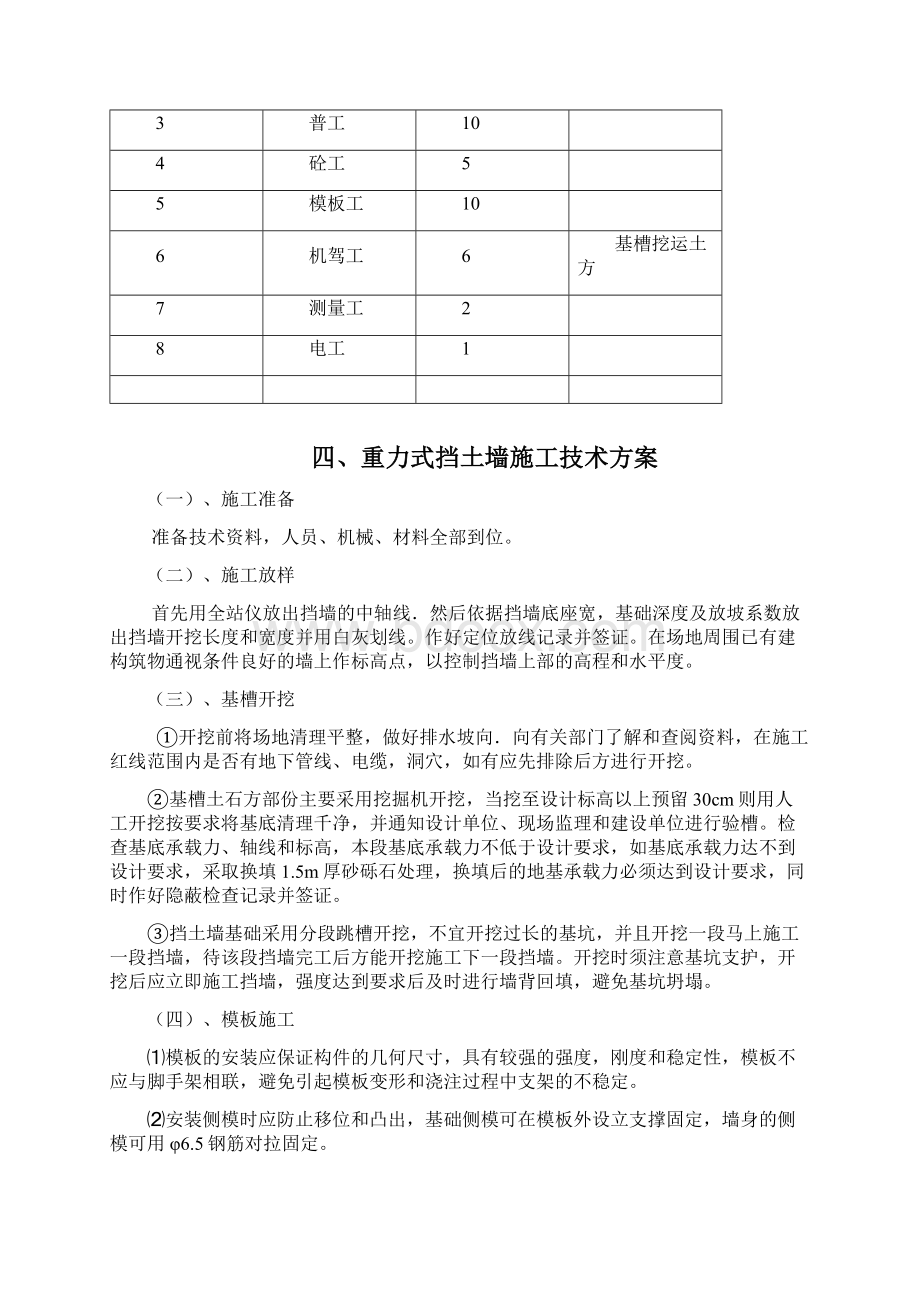 四川某市政道路重力式挡土墙施工方案Word格式.docx_第3页