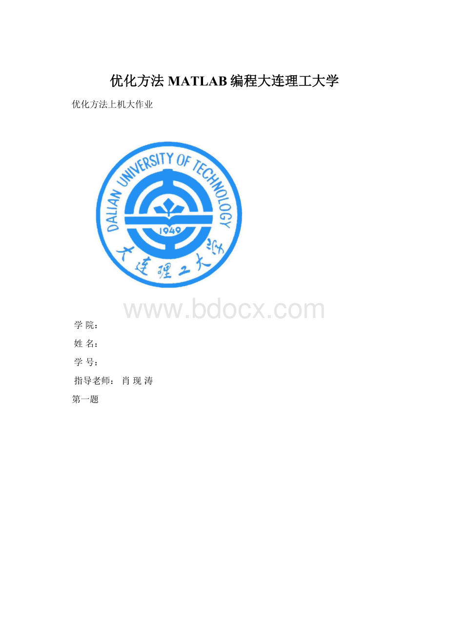 优化方法MATLAB编程大连理工大学文档格式.docx_第1页