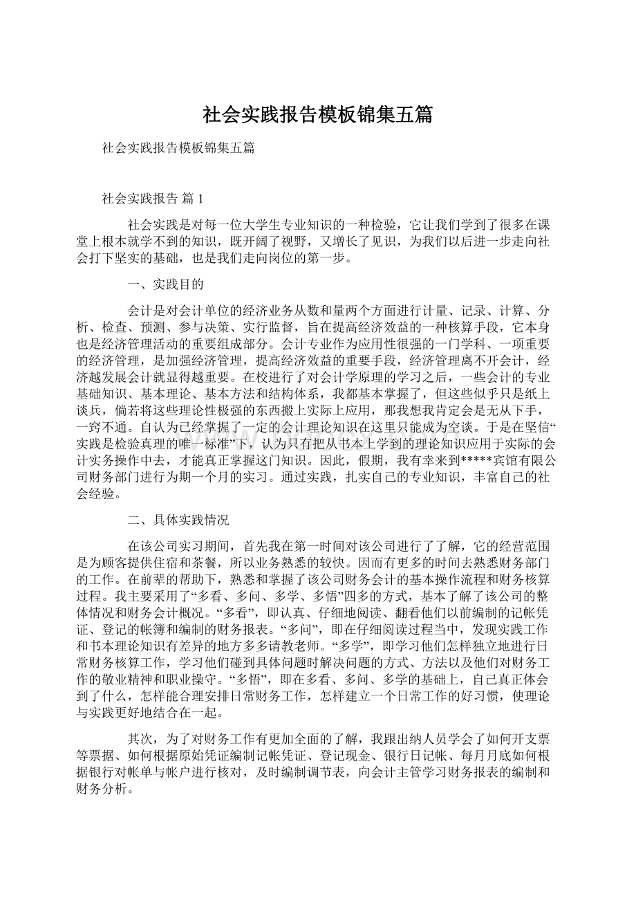 社会实践报告模板锦集五篇.docx