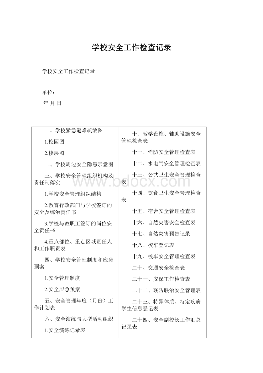 学校安全工作检查记录Word格式文档下载.docx_第1页