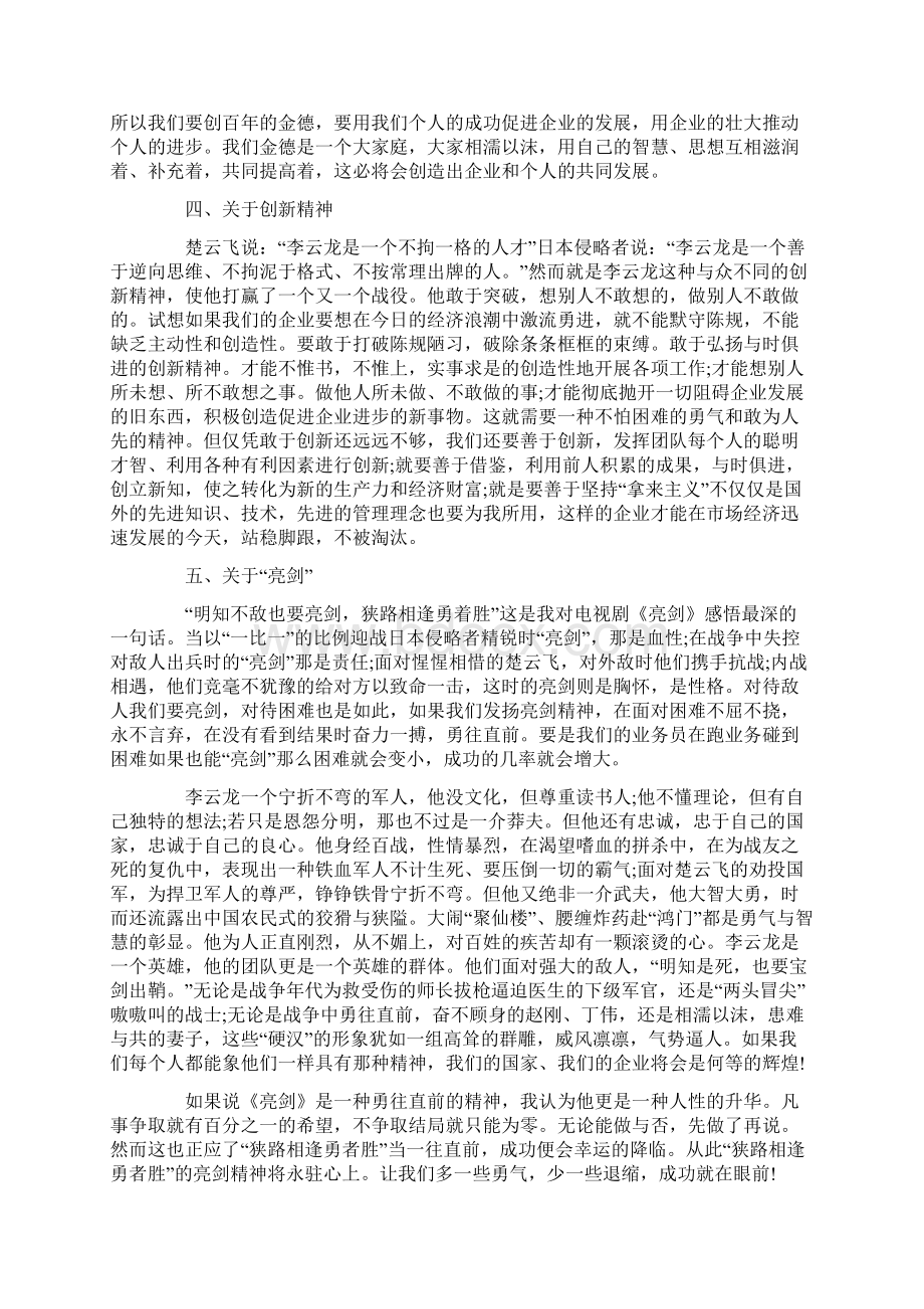 电视剧亮剑观后感范文600字Word格式文档下载.docx_第3页