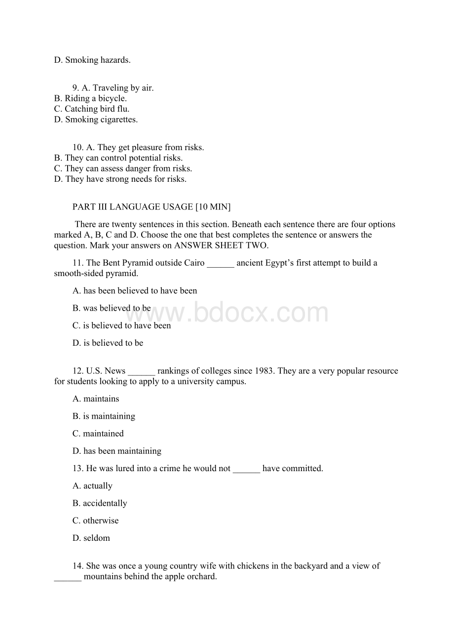 实用参考英语专四试题docWord格式文档下载.docx_第3页