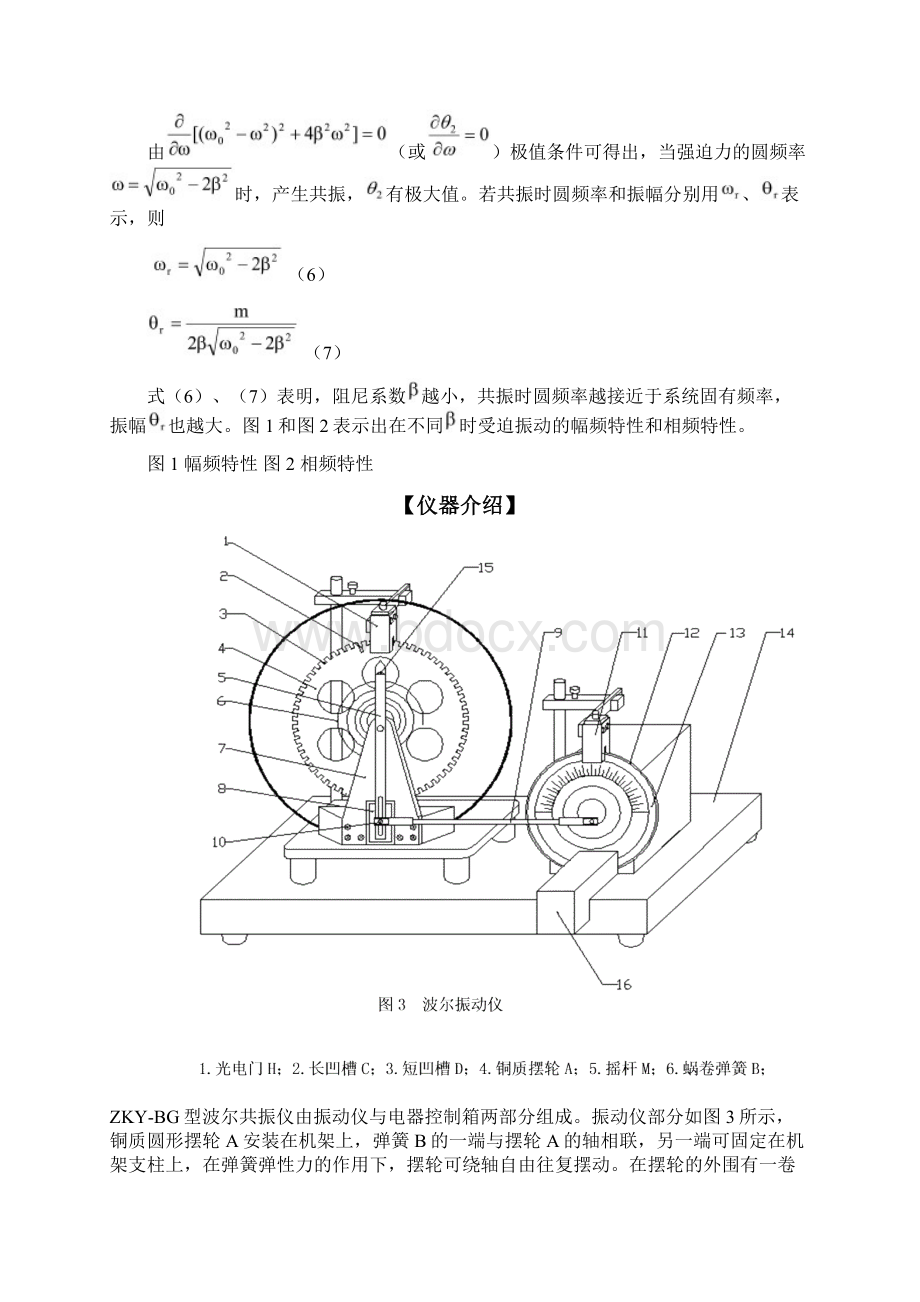 大学物理实验讲义实验波尔共振实验定稿版Word文档格式.docx_第3页