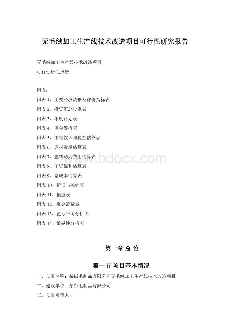 无毛绒加工生产线技术改造项目可行性研究报告.docx