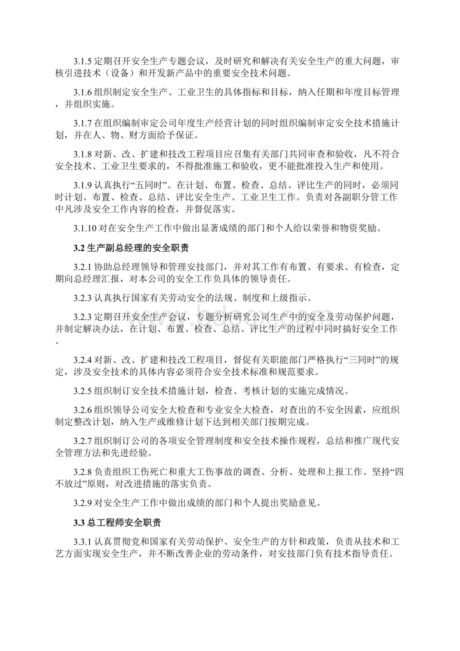 大型企业安全生产责任制度及职责明确方案制定Word下载.docx_第2页