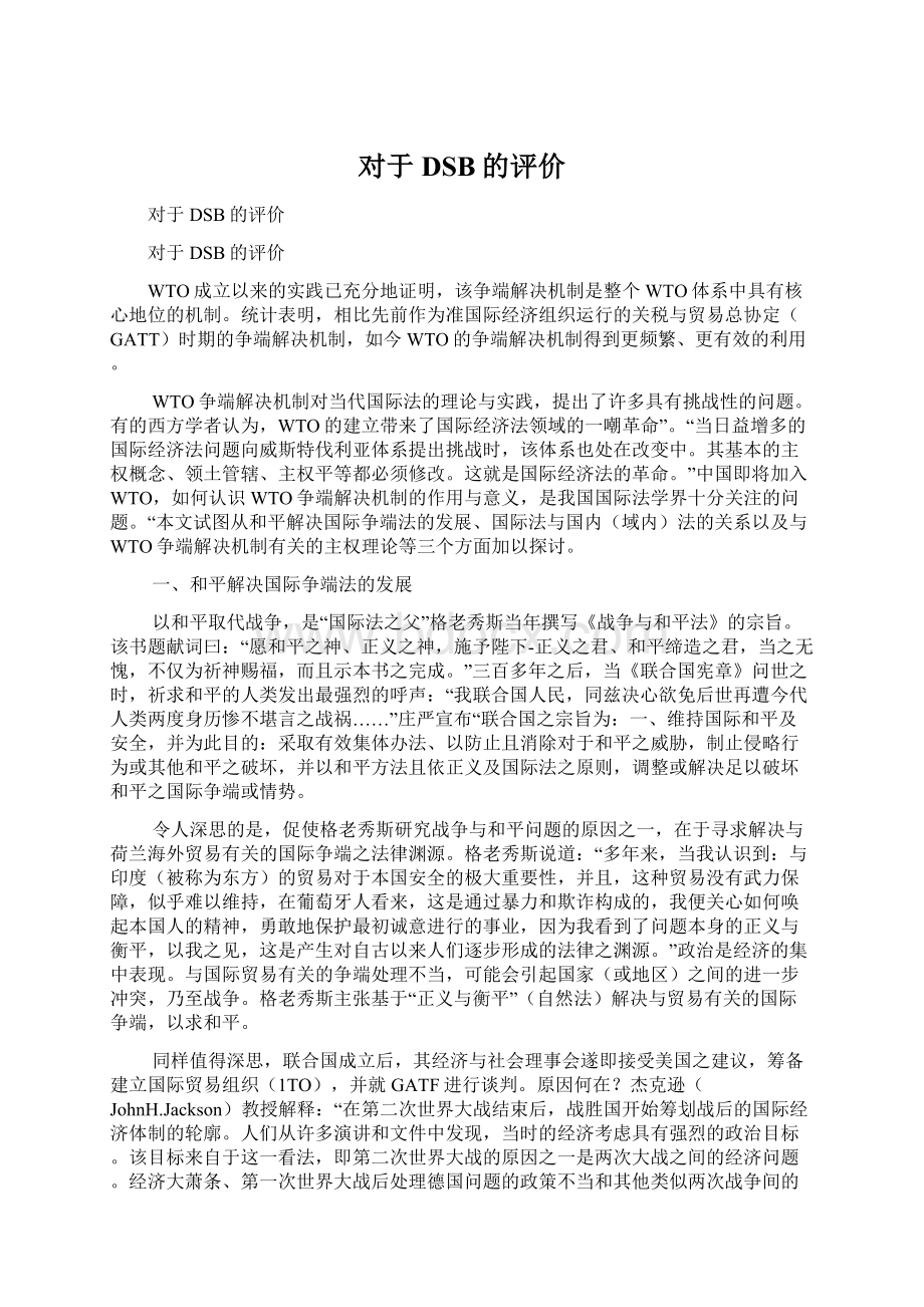 对于DSB的评价Word格式文档下载.docx