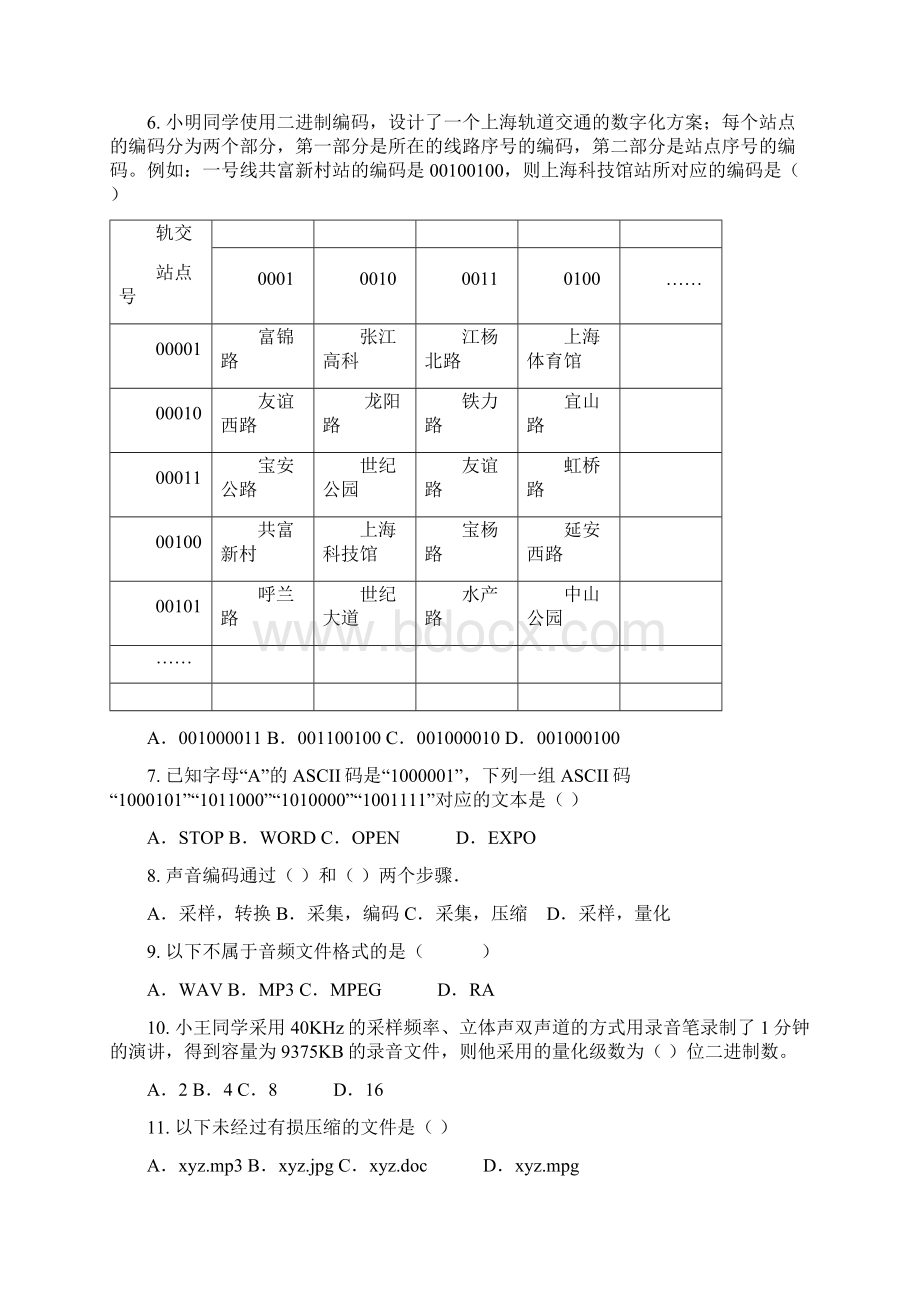 上海市上海理工大学附属中学高一上学期期末考试信息技术试题.docx_第2页