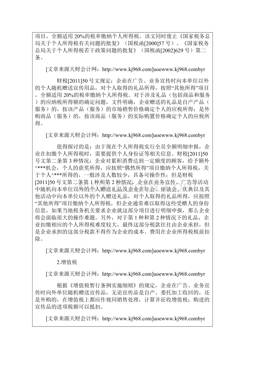 宣传品礼品及买一赠一物品的税会处理Word文档下载推荐.docx_第2页