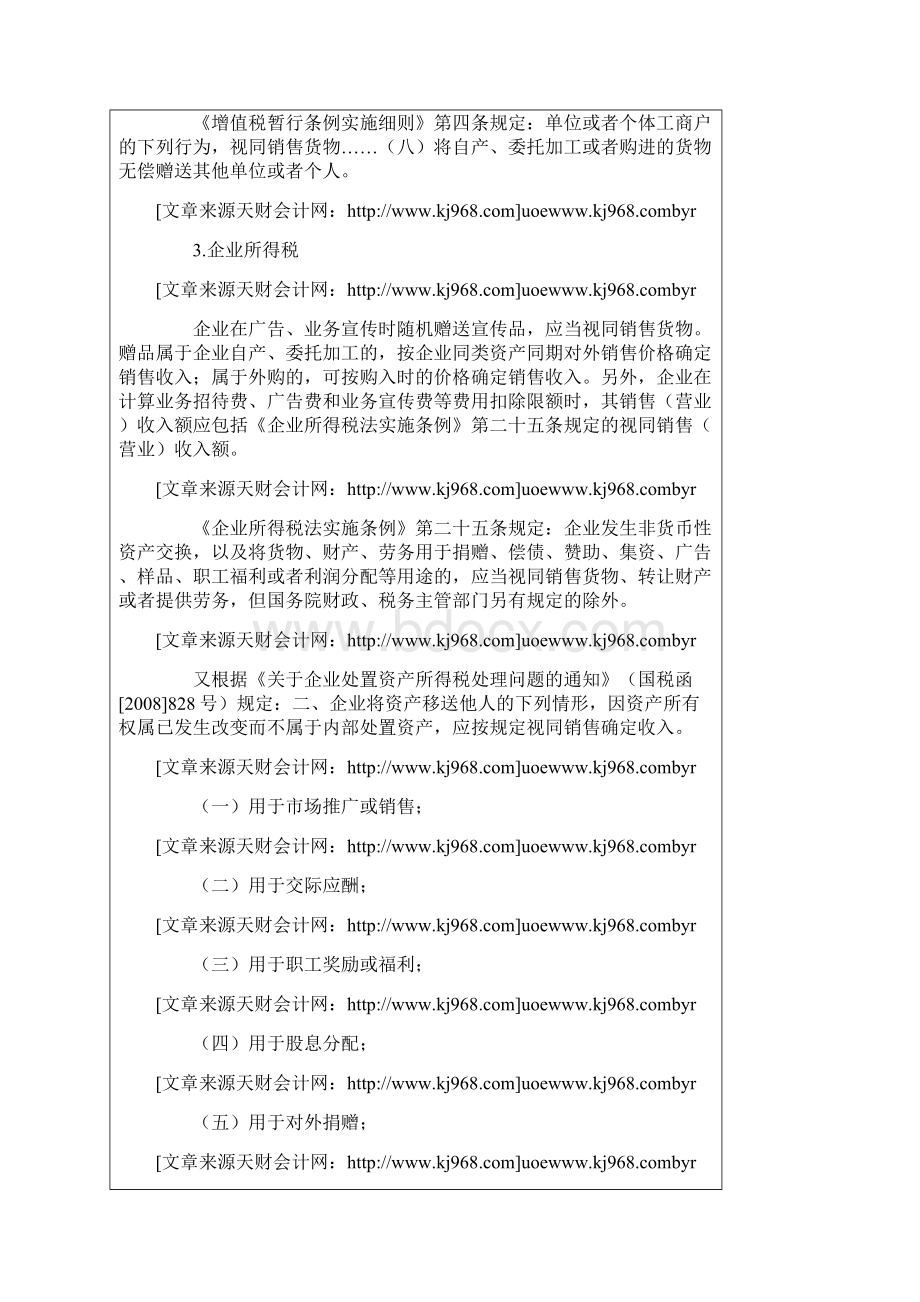 宣传品礼品及买一赠一物品的税会处理Word文档下载推荐.docx_第3页