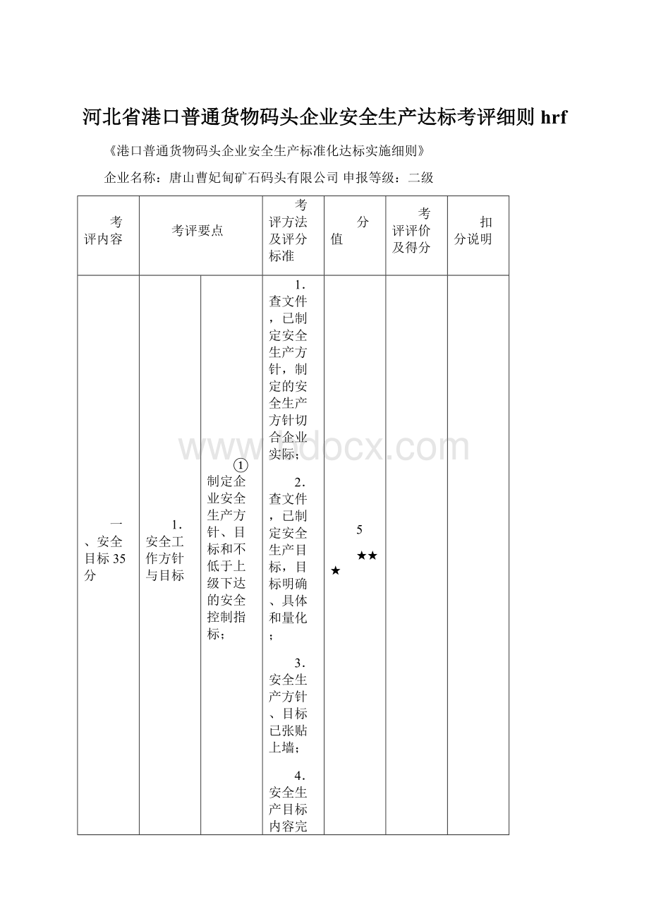 河北省港口普通货物码头企业安全生产达标考评细则hrf.docx