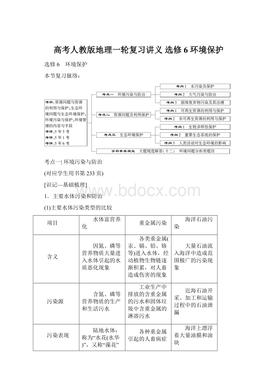 高考人教版地理一轮复习讲义 选修6 环境保护Word文档下载推荐.docx