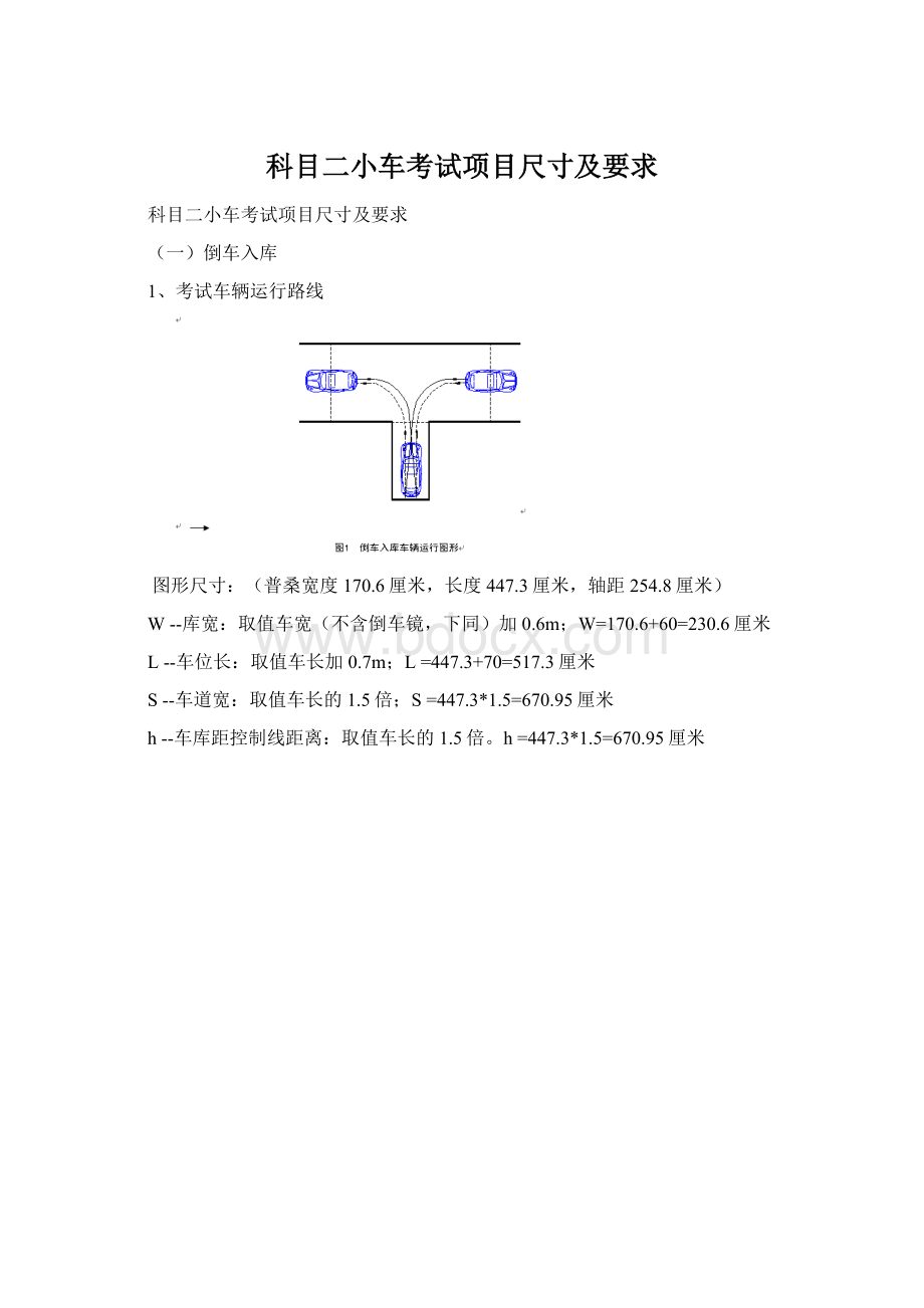 科目二小车考试项目尺寸及要求.docx