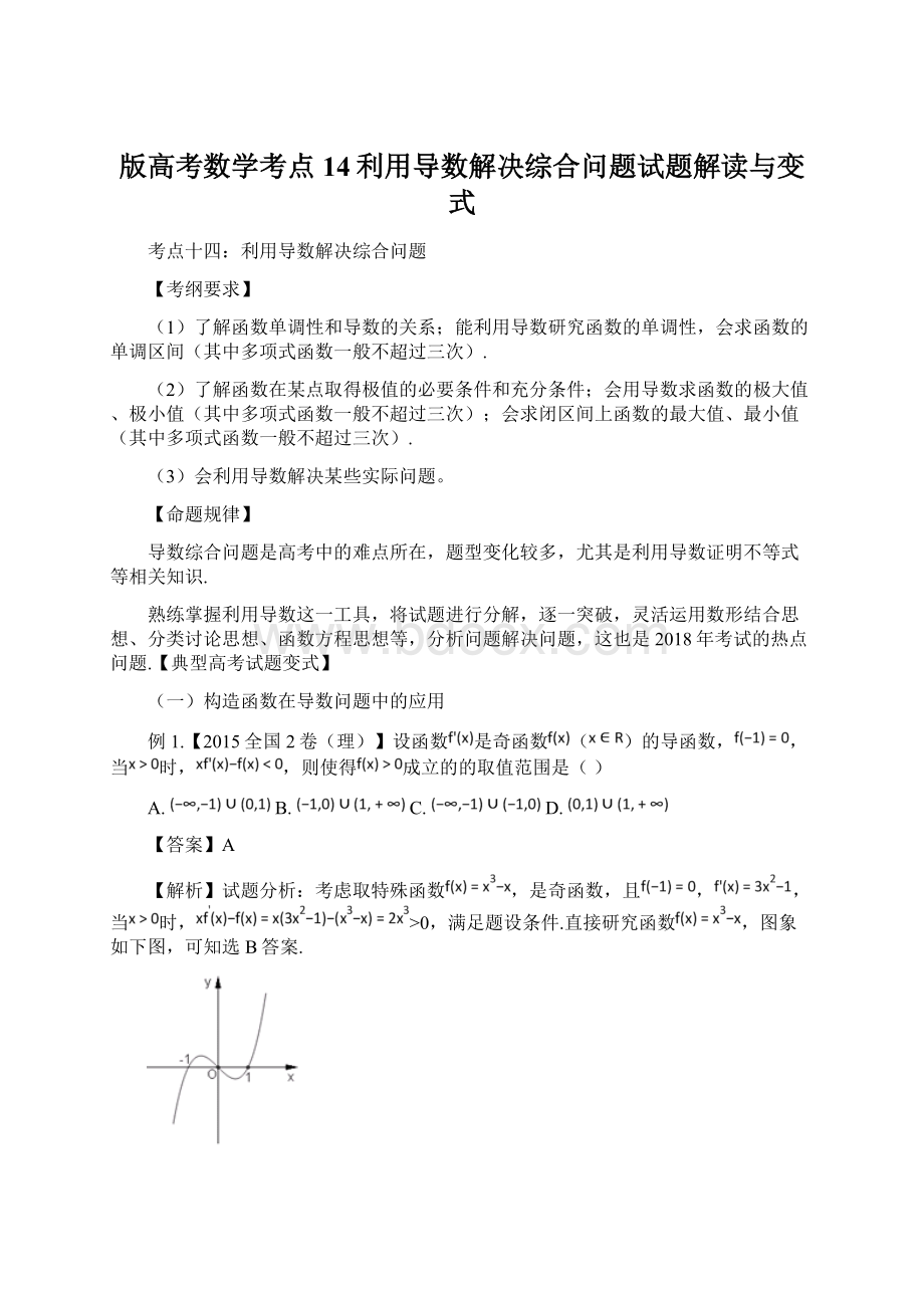 版高考数学考点14利用导数解决综合问题试题解读与变式.docx