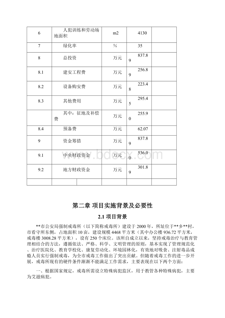 市公安局强制戒毒所扩建项目谋划书Word下载.docx_第3页