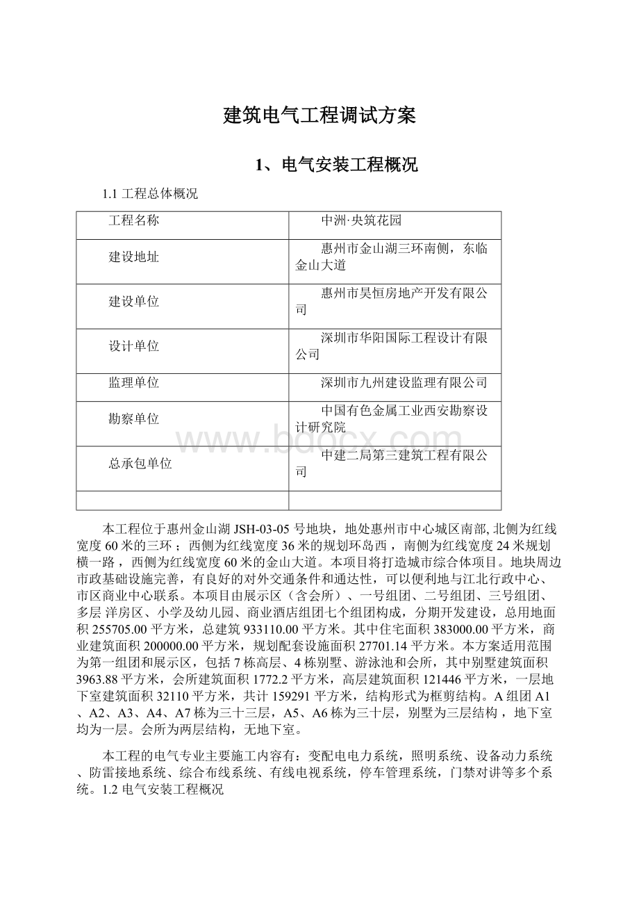 建筑电气工程调试方案.docx