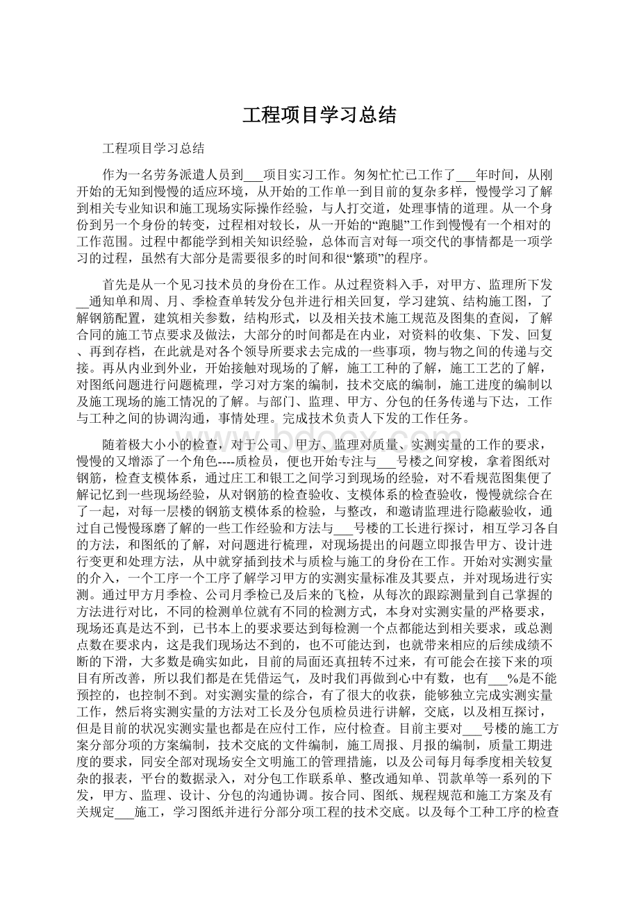 工程项目学习总结Word格式文档下载.docx