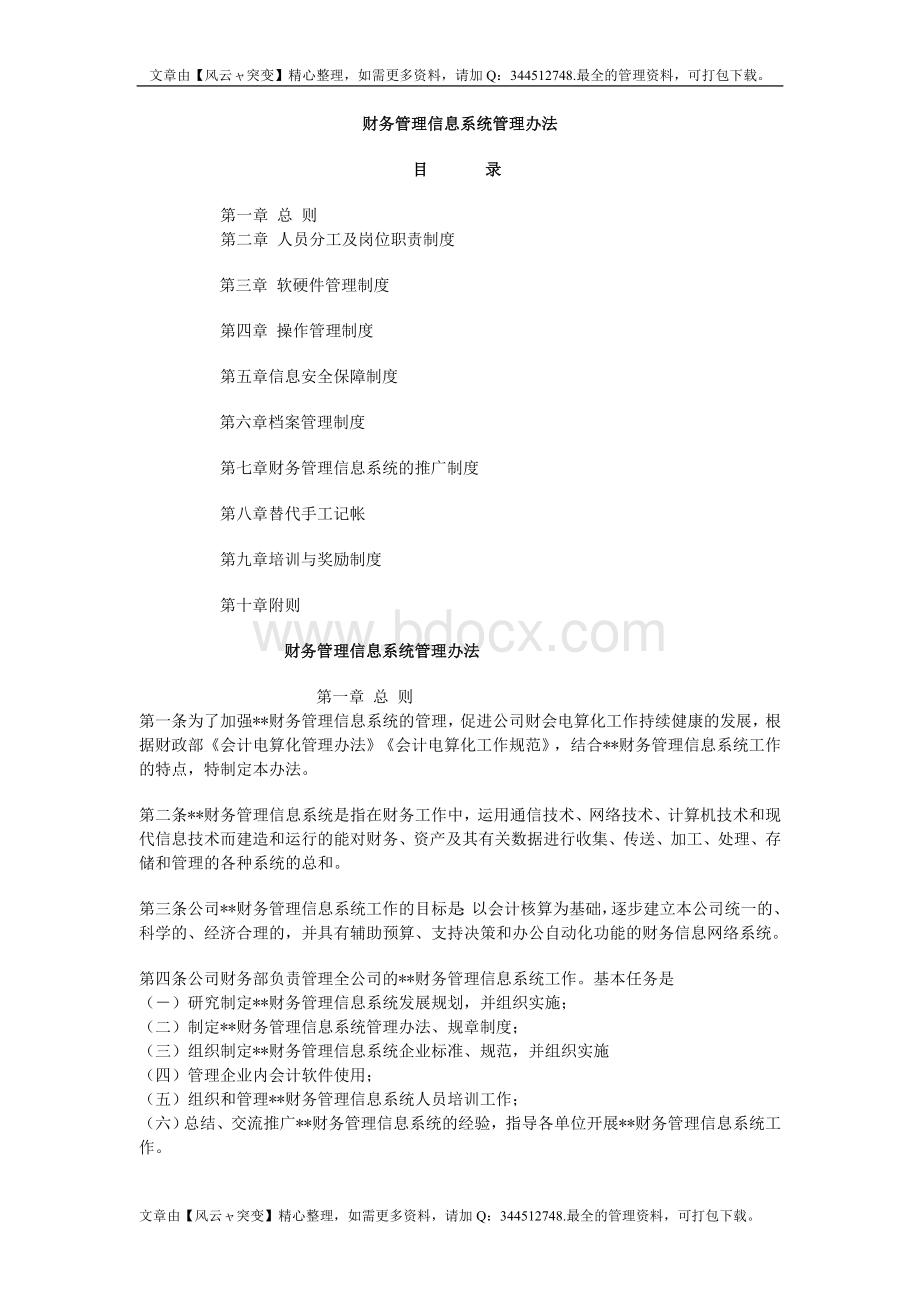 财务制度大全：财务信息系统管理办法文档格式.doc_第1页