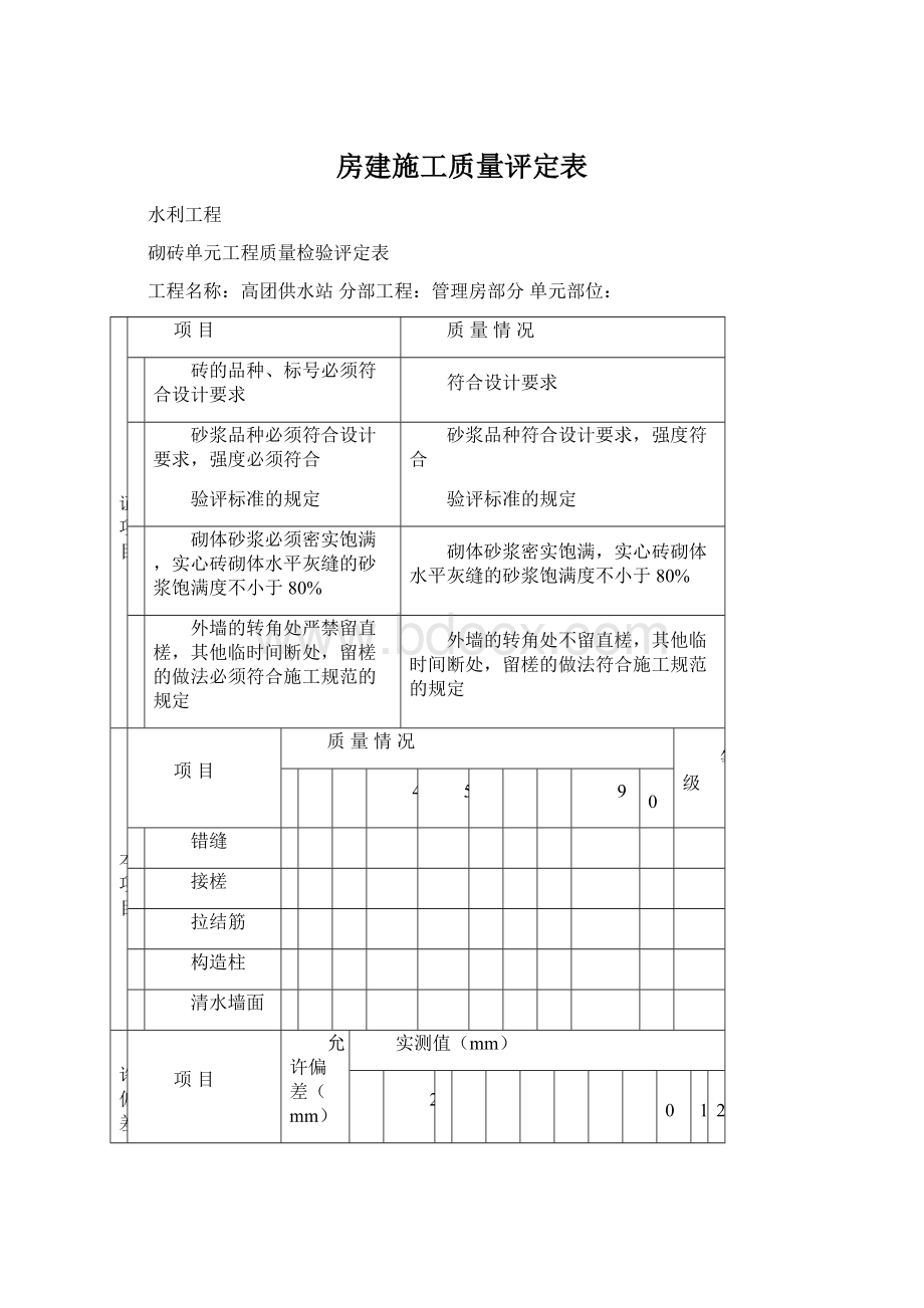 房建施工质量评定表Word文档下载推荐.docx_第1页