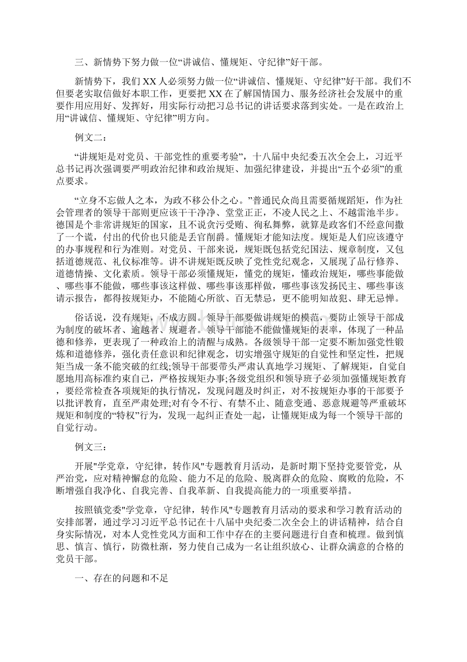 讲诚信懂规矩守纪律自查报告Word文档格式.docx_第2页