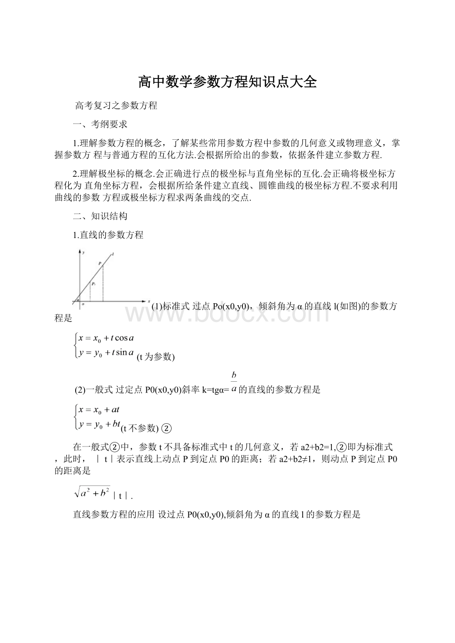 高中数学参数方程知识点大全Word下载.docx