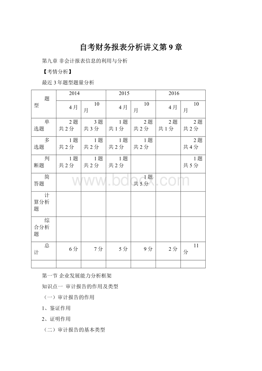 自考财务报表分析讲义第9章Word文档格式.docx