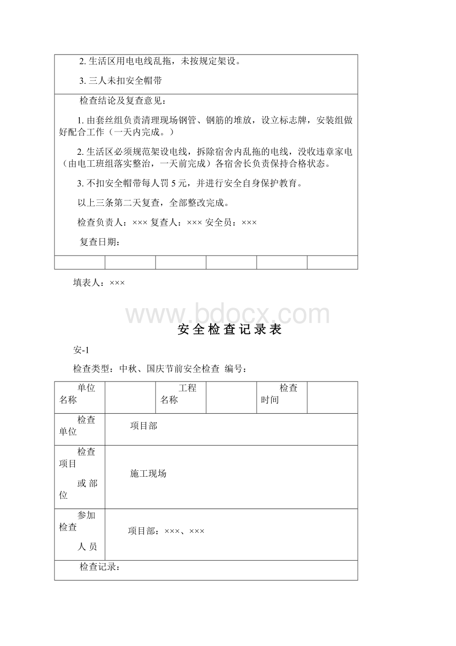 安全检查记录表范例Word下载.docx_第2页