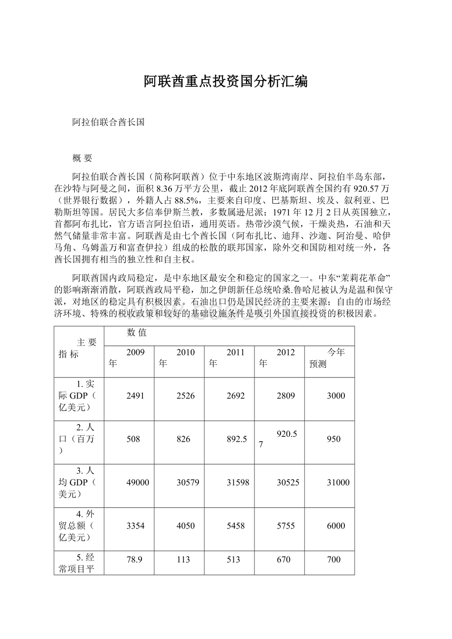 阿联酋重点投资国分析汇编Word下载.docx_第1页