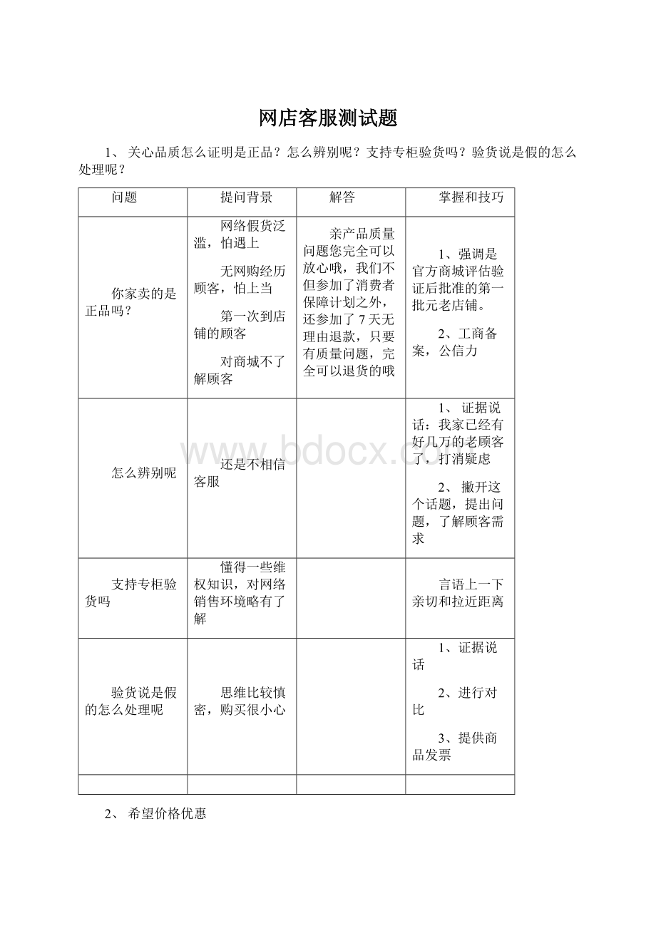 网店客服测试题.docx_第1页