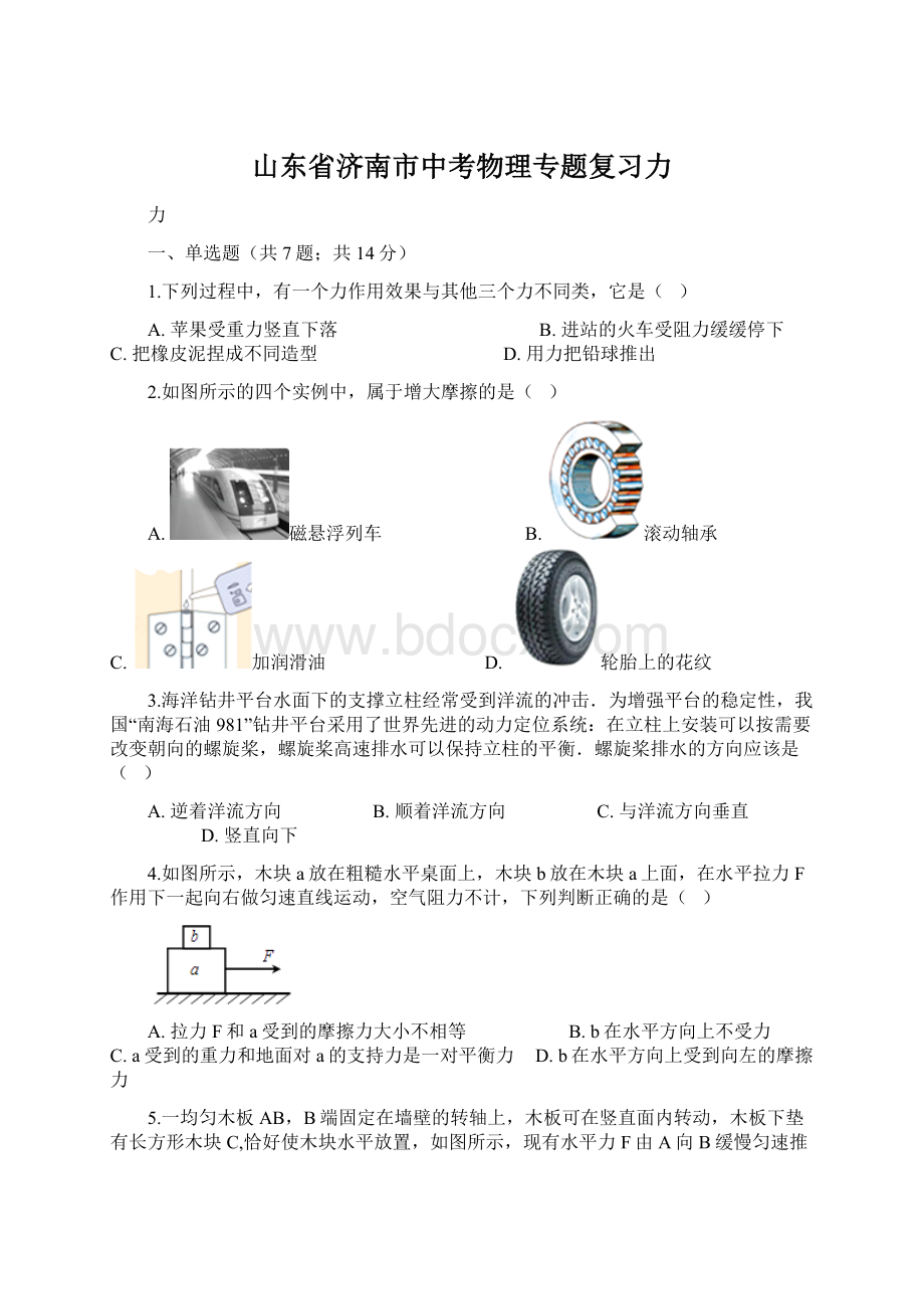 山东省济南市中考物理专题复习力.docx_第1页