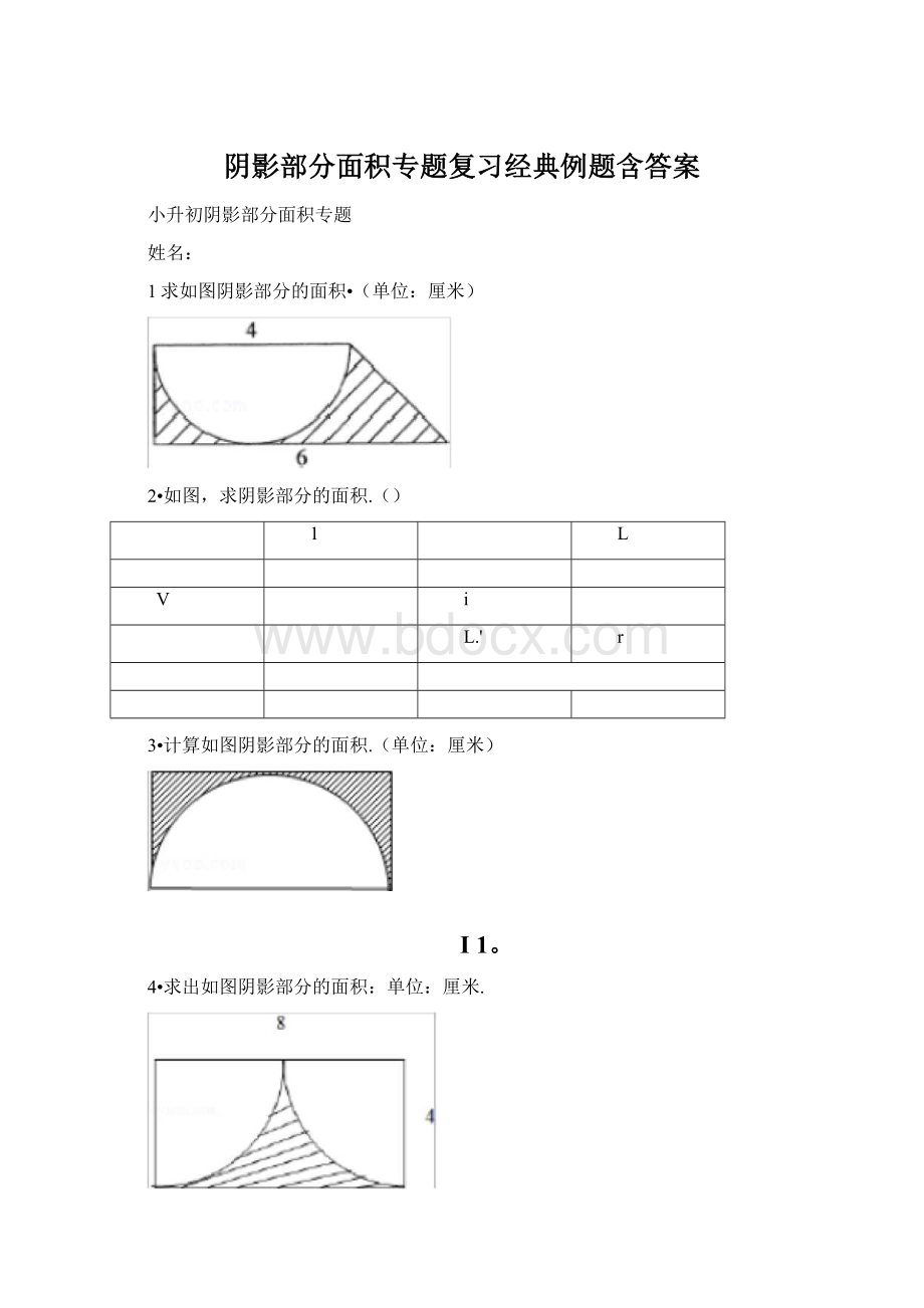 阴影部分面积专题复习经典例题含答案Word文件下载.docx