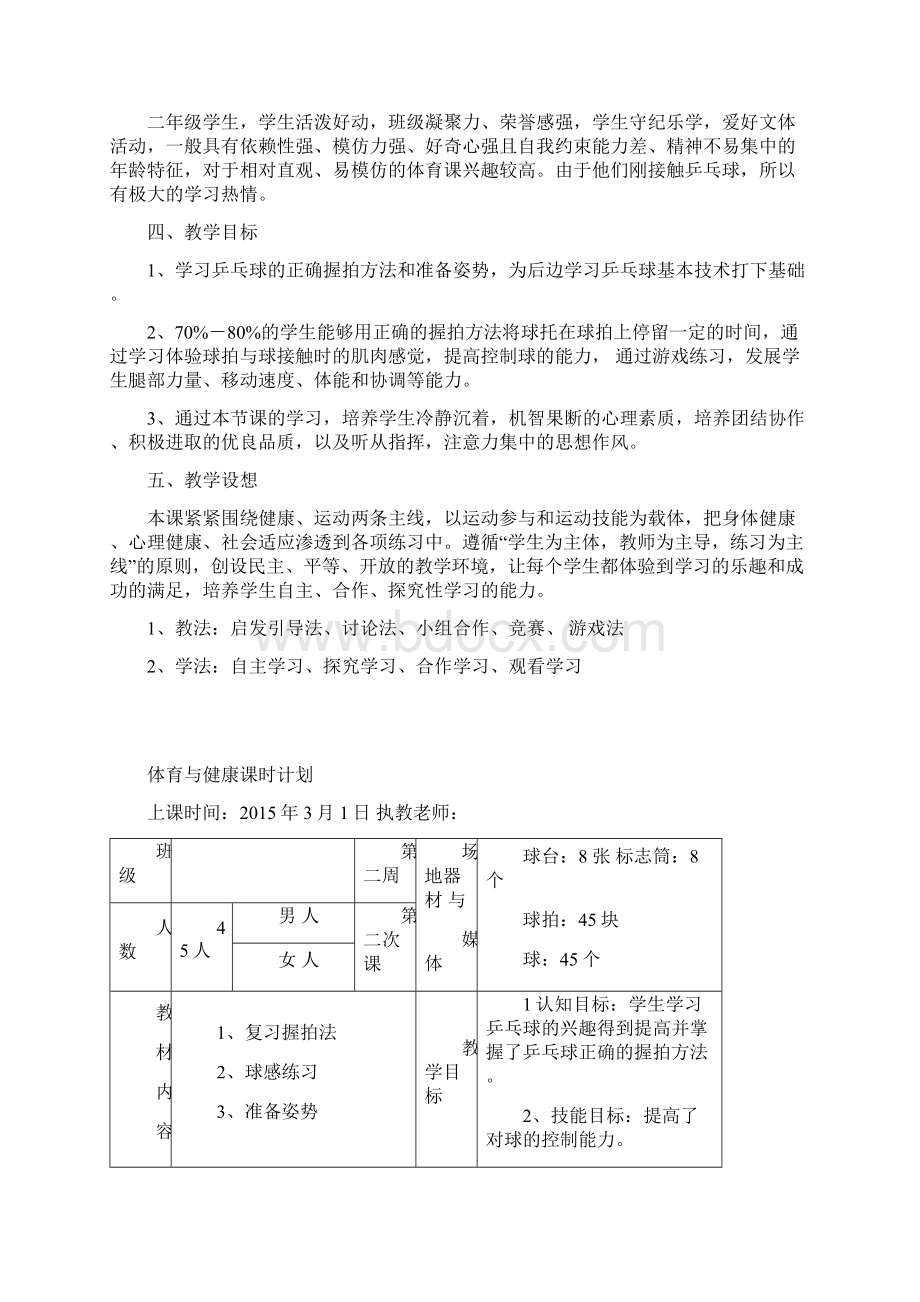 小学乒乓球课教学计划参考模板Word文档格式.docx_第3页