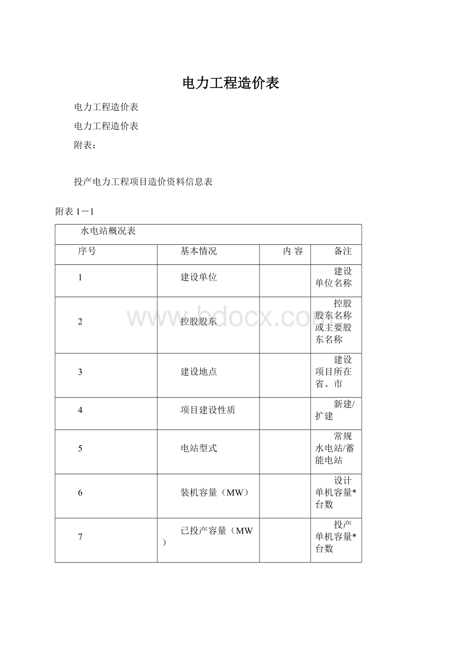 电力工程造价表.docx_第1页