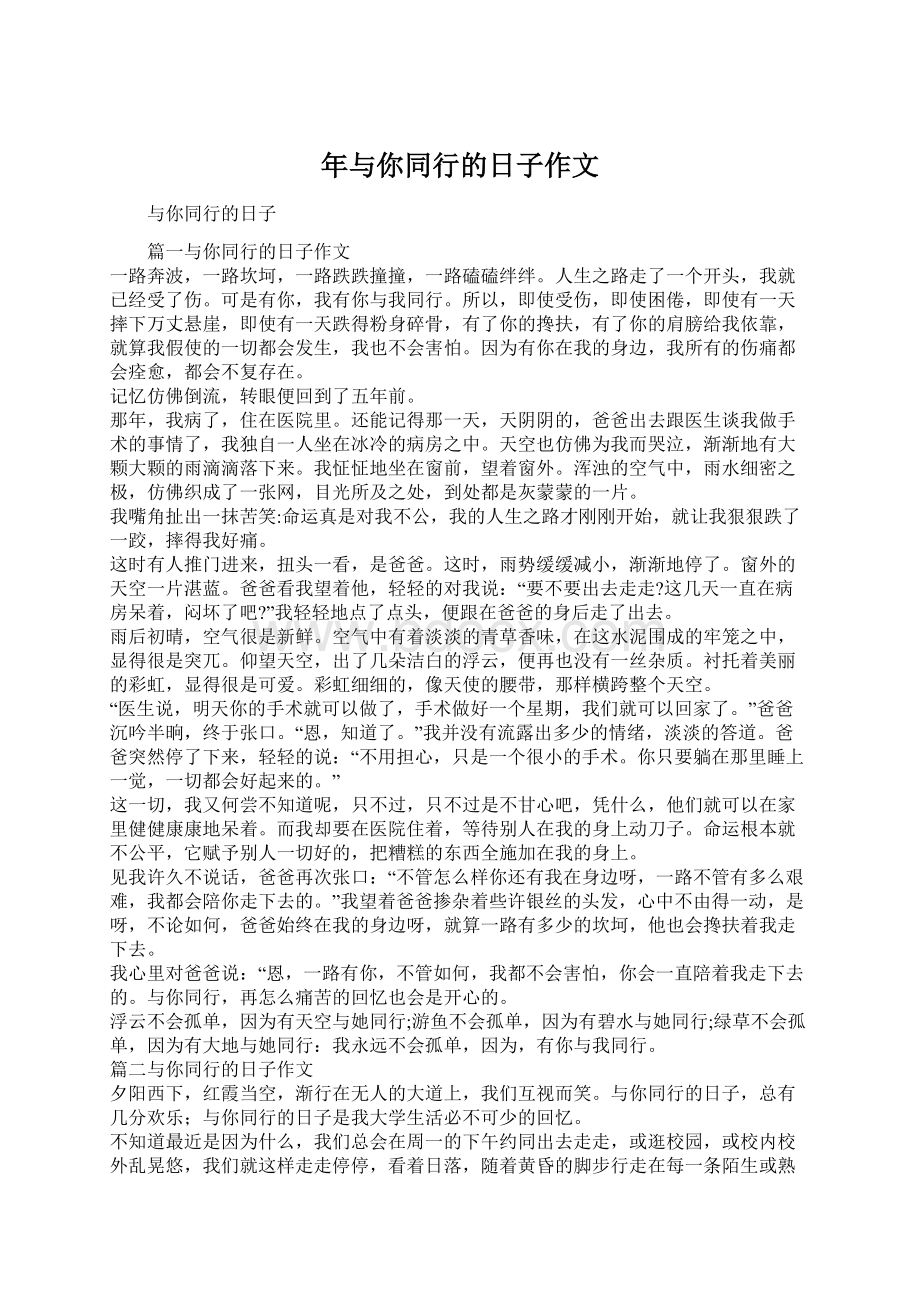 年与你同行的日子作文Word格式.docx