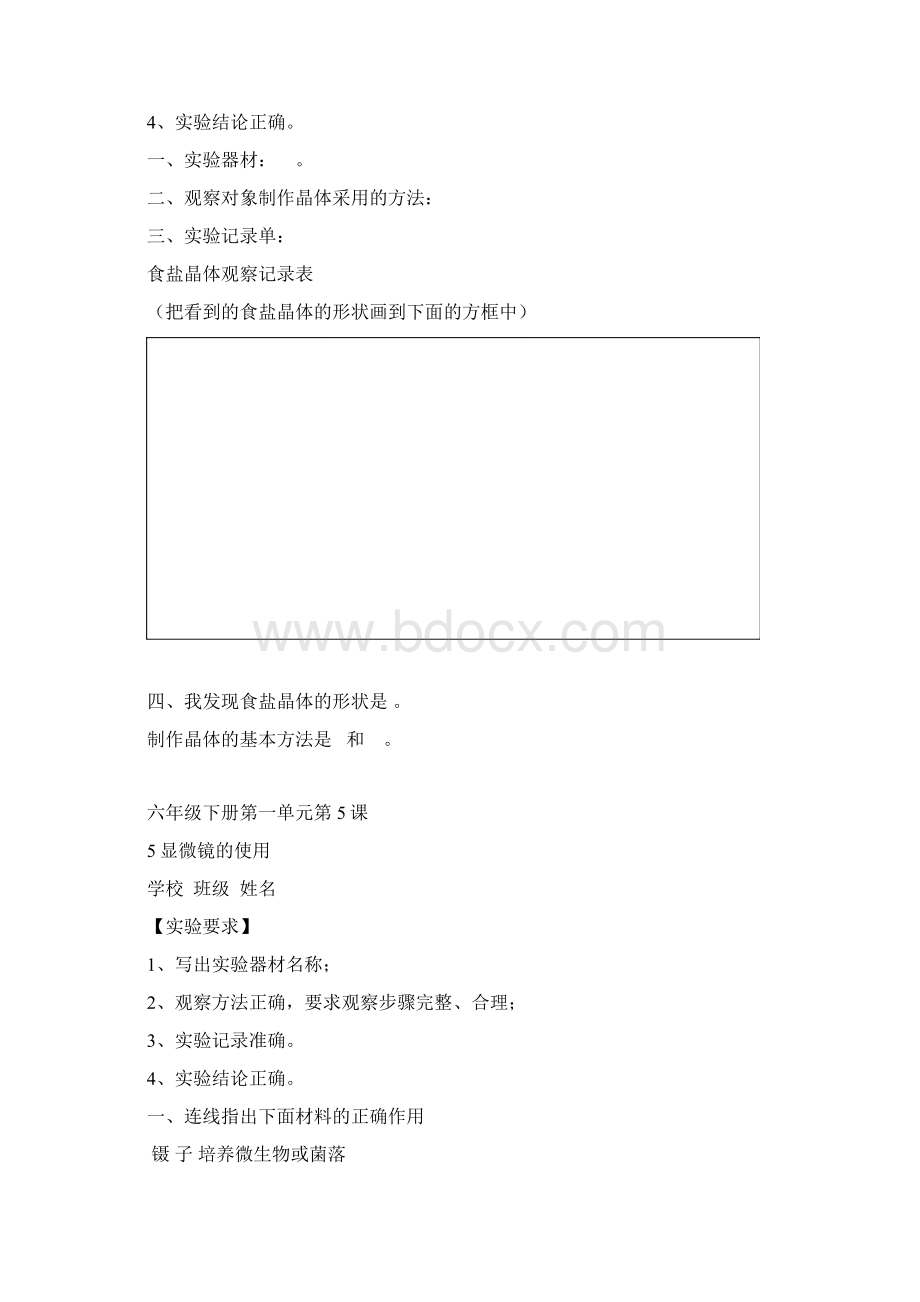 六年级下册学生实验记录单Word文档格式.docx_第2页